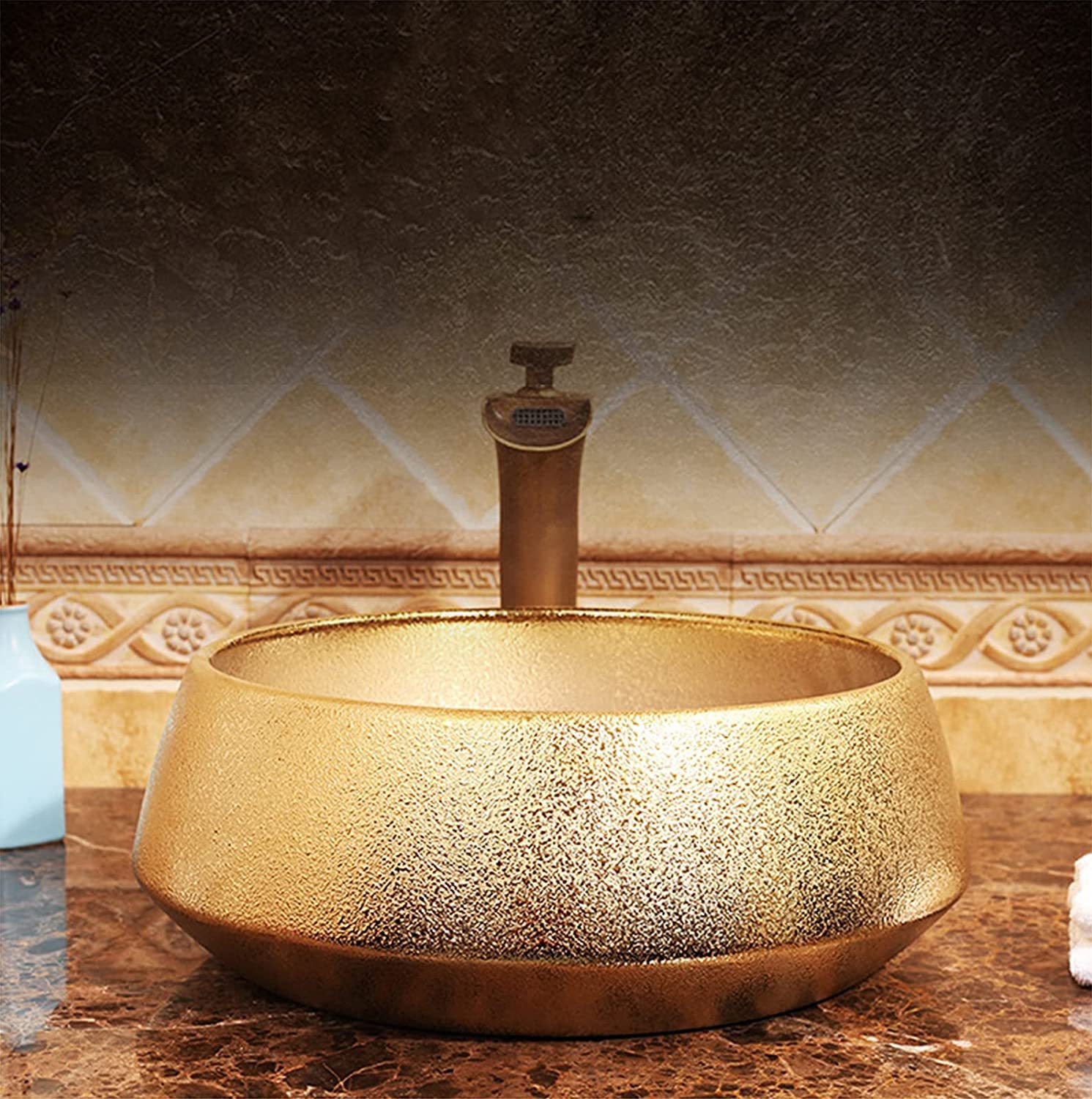 Lavabos De Sobreponer, Lavabo De Baño De Sobreponer, Lavabo Artístico para Hotel, Lavabo Redondo De Cerámica sobre Encimera, Lavabos De Porcelana para Tocador De Baño De,B-One Size