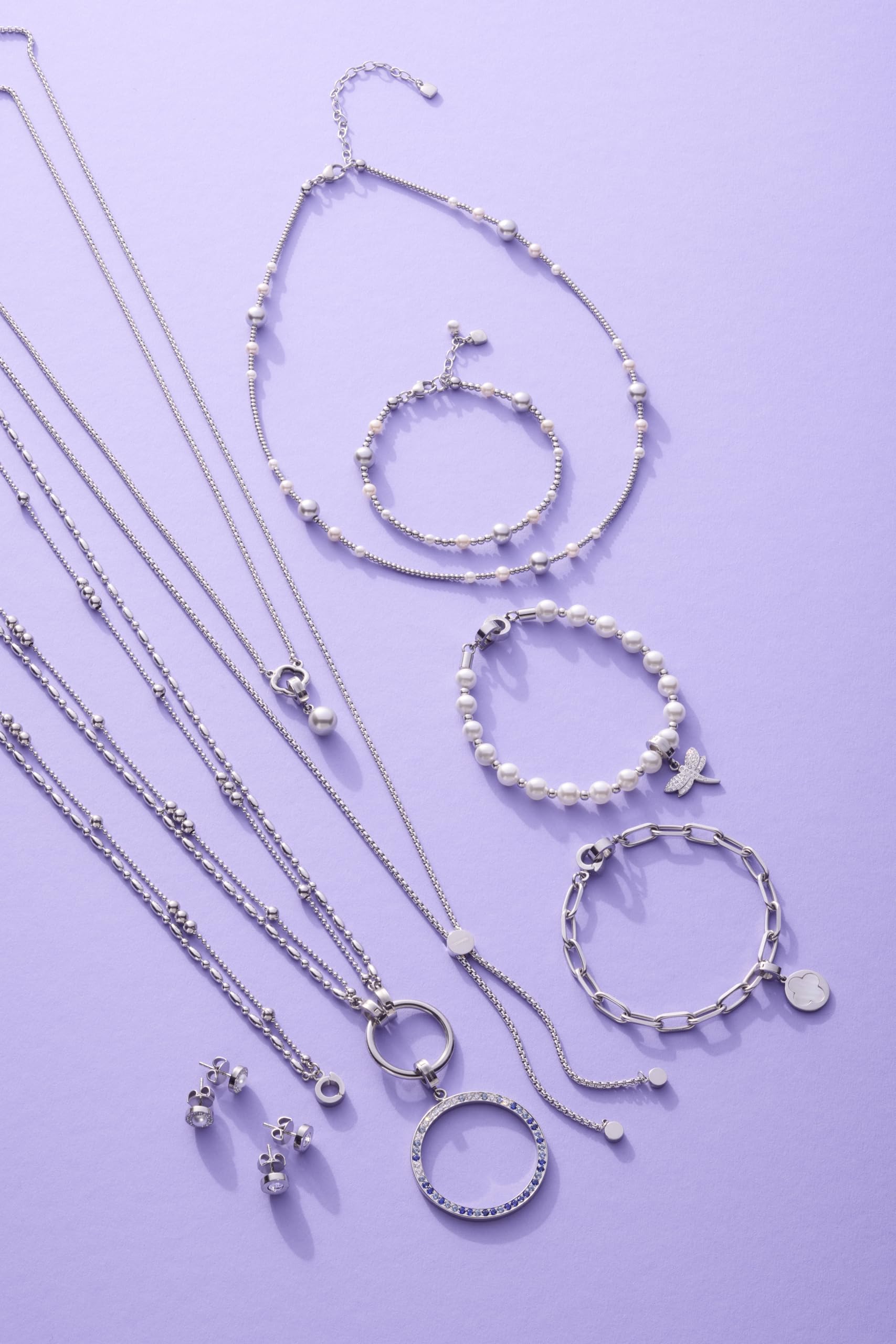 JEWELS BY LEONARDO Halskette Clip & Mix Liv • Venezianer-Kette aus silberfarbenem Edelstahl • lange schlichte Kette mit Schieber-Verschluss • auch als Y-Kette tragbar • Damen Schmuck • 021587