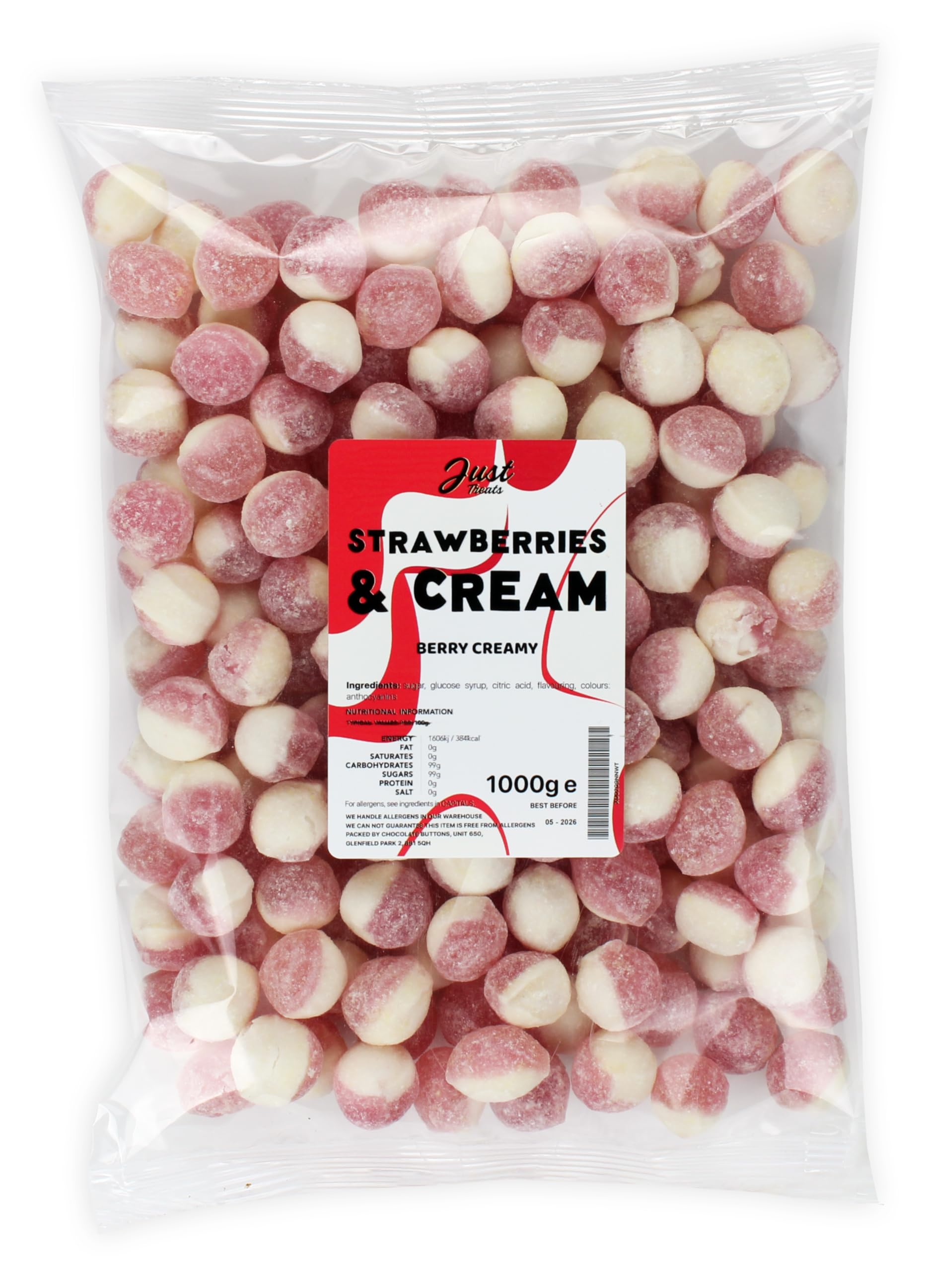 Just Treats Just Treats Strawberries & Cream 1kg Party Bag