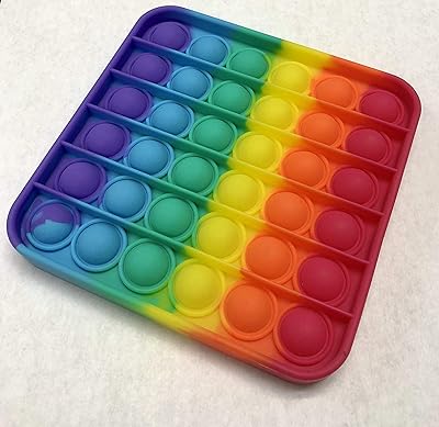 Giggle Time Bubble Push Poppers - Sensory Fidget Toys - Relieves Stress & Anxiety, Autism ADHD Fidget Toys for Kids and Adults - Silicone Sensory Pods - 4.6 x 4.6 Inches Rainbow Color