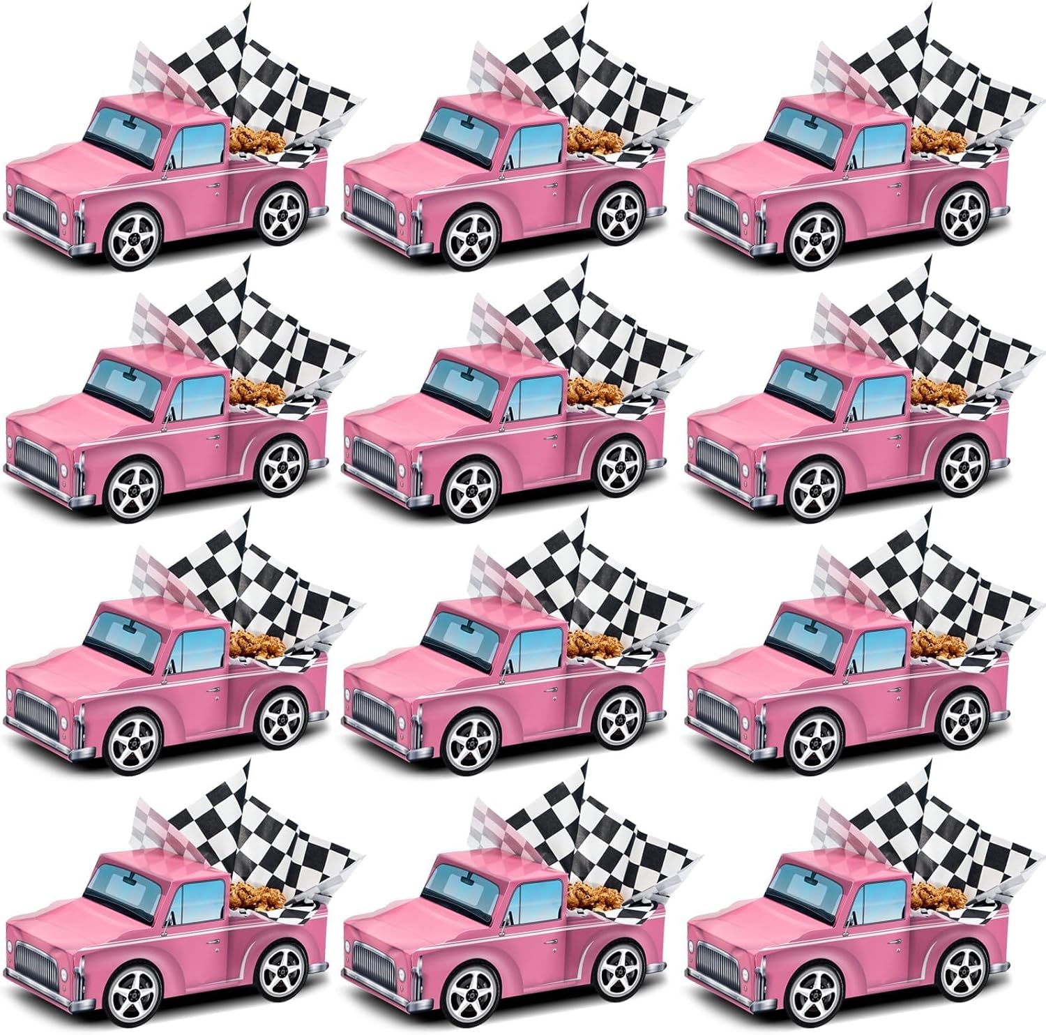 12 Pcs Classic Car Party Food Boxes Pink Car Birthday Party