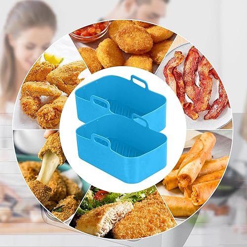 Miniatura 7 de Olla de silicona para freidora de aire Cesta rectangular reutilizable para freidora de aire, olla para hornear de alta temperatura, sartén de