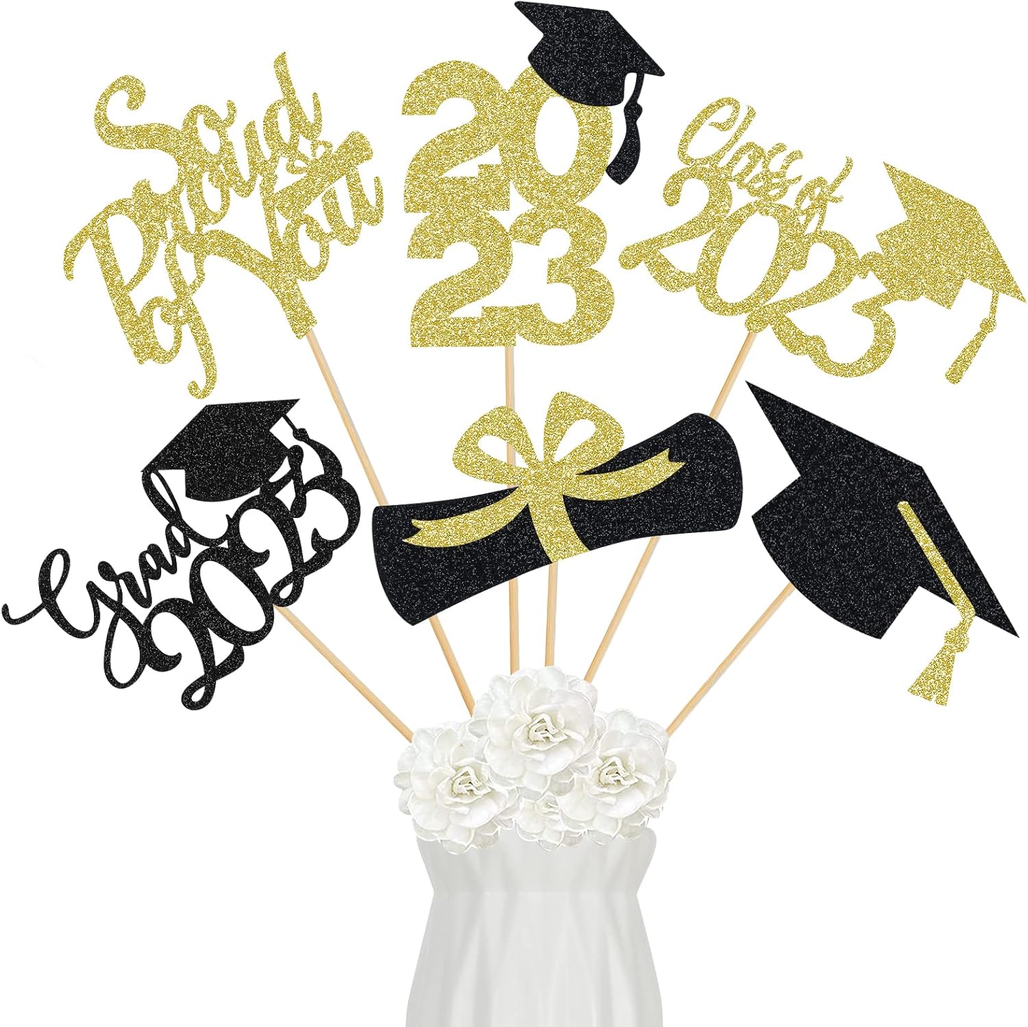 2023 Graduation Centerpieces Sticks Gold Graduation Party