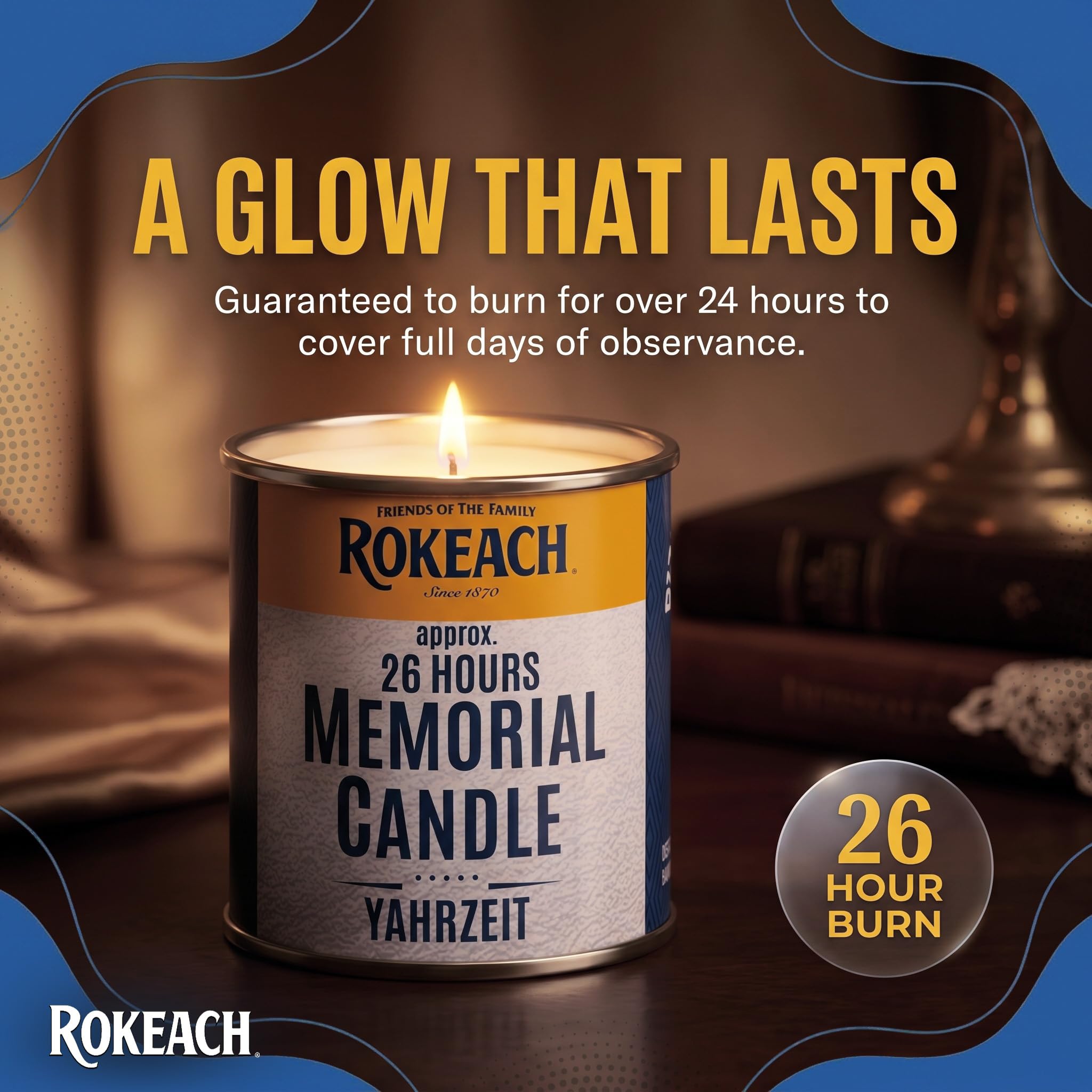 Rokeach 24-godzinne świece blaszane Yahrzeit Memorial (48 sztuk) jednodniowe świece do szklanki Yizkor, Jom Kippur, święta, pogrzeb i światło Neshamy, wykonane w 100% z wosku parafinowego