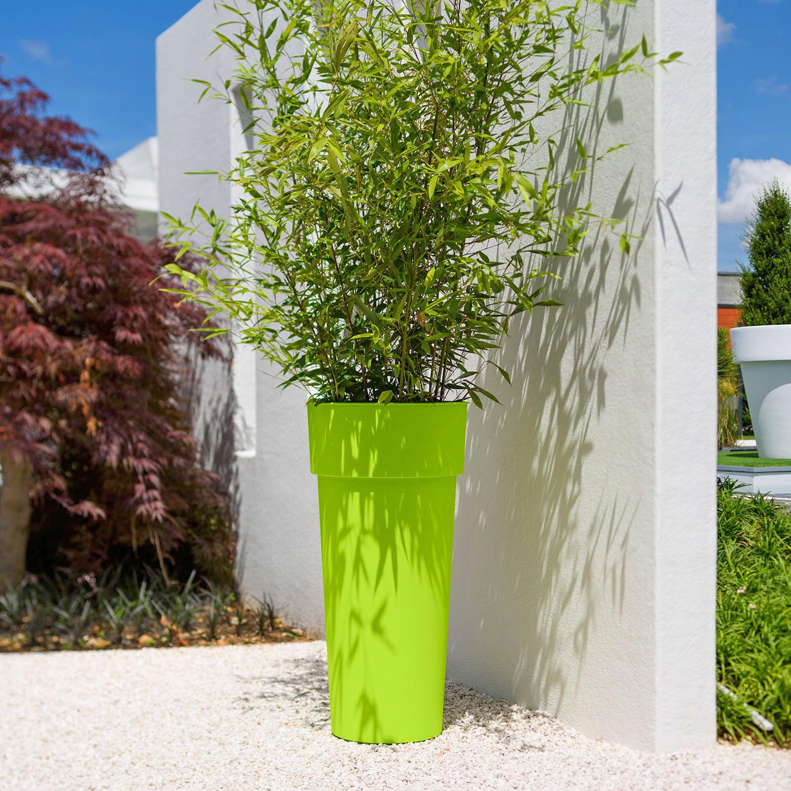 Euro3plast Typ Duo 3014.86 Blumentopf mit Einsatztopf 38 x 38 x 80 cm Apfelgrün für den Innen- und Außenbereich