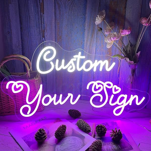 Custom Neon Signs for Wall Decor, Large Personalized Neon Siqn with Dimmer Customized Light Up Siqn Birthday Christmas W
