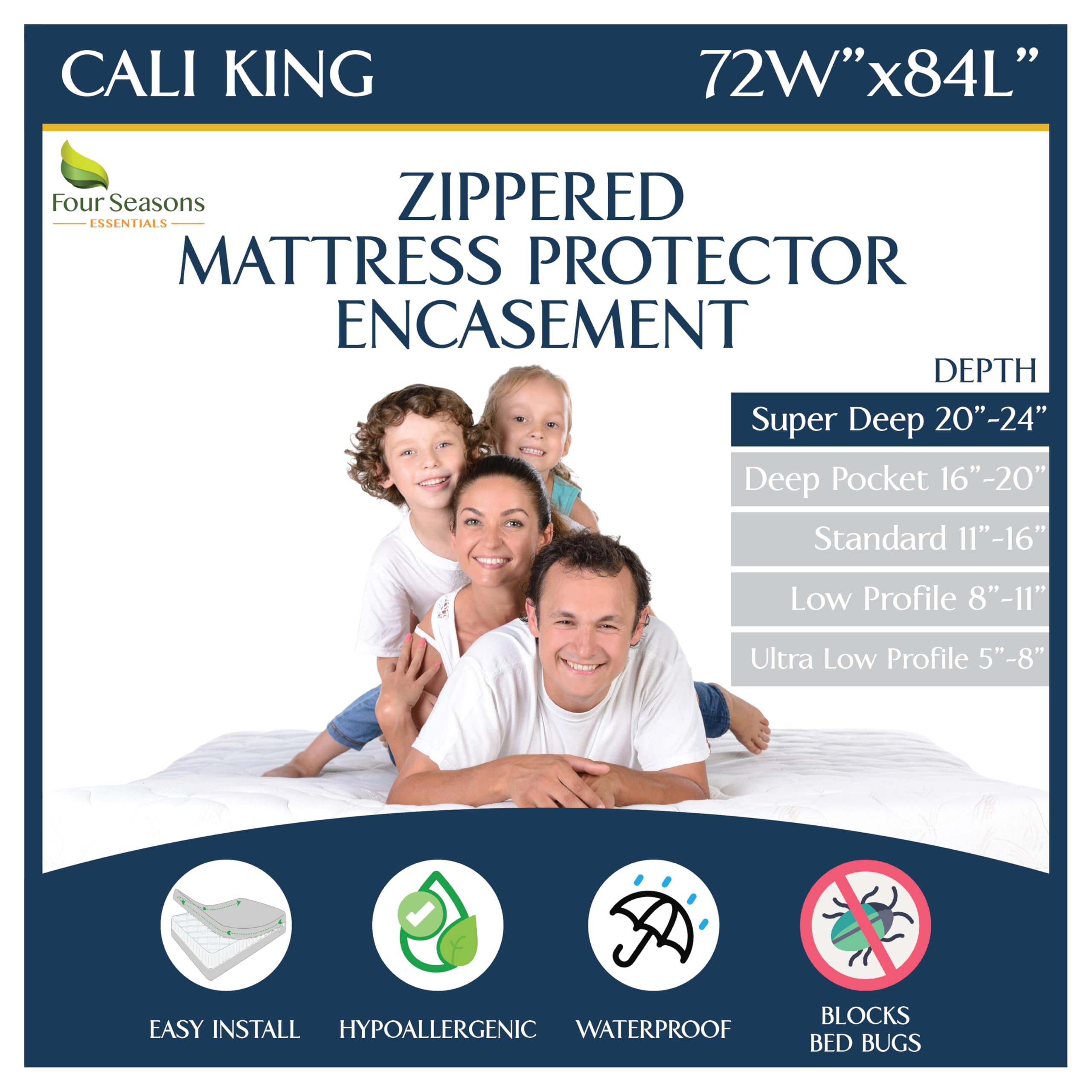 Four Seasons Essentials Super Deep Pocket Mattress Encasement - mattress protectors and encasements | Mubboo