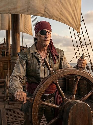 Miniatura 4 de Bandana medieval renacentista de lino pirata y cinturón de banda grande disfraz de pirata para disfraz de fiesta de Halloween