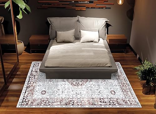 Miniatura 9 de Bloom Rugs Caria - Alfombra lavable antideslizante de 5 x 7 pies, color beigemarrón, alfombra tradicional persa para sala de estar, dormitorio,