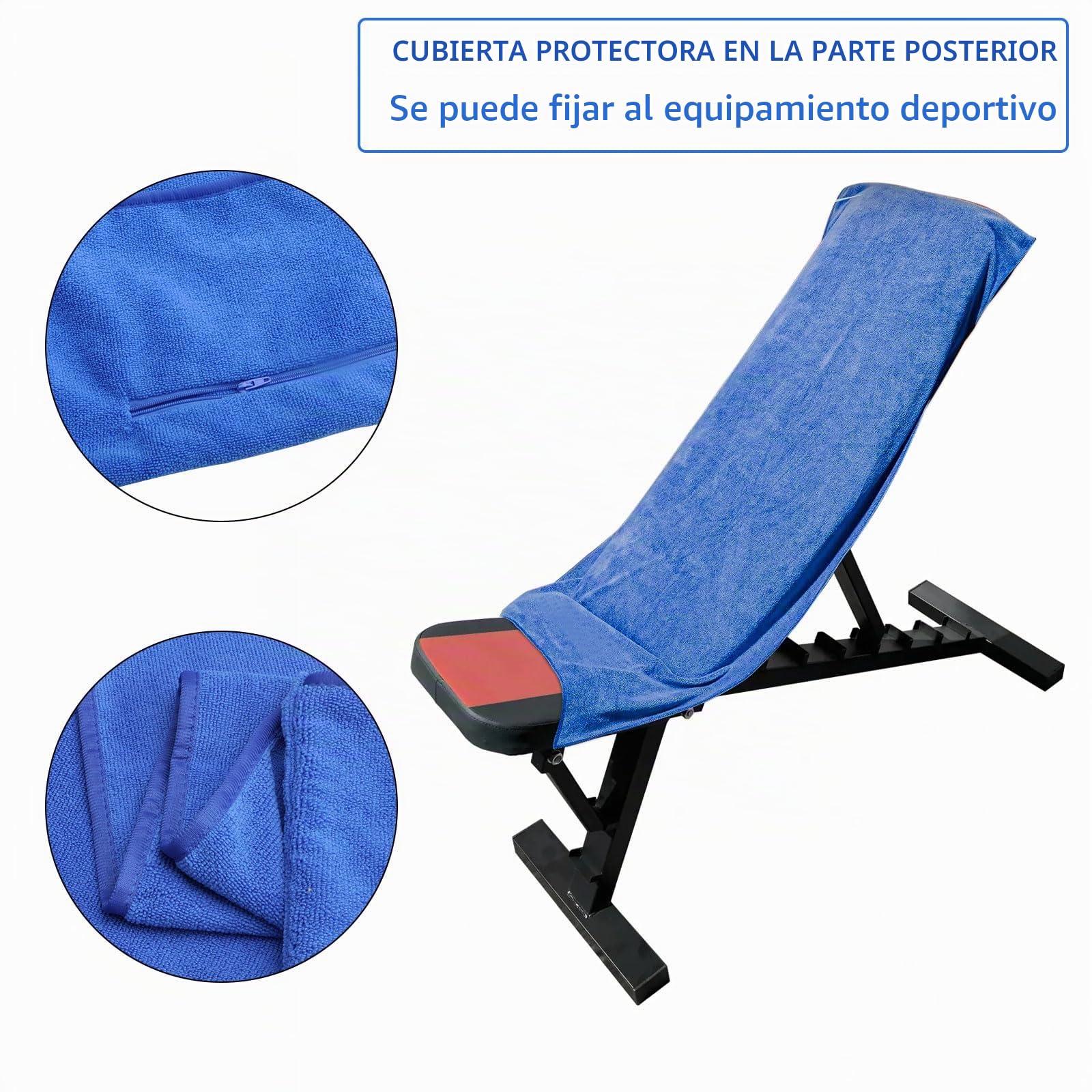 DAWRIS Toalla de fitness, toalla de deporte, 120 x 50 cm, microfibra con bolsillo con cremallera, grande, toalla de gimnasio, toalla de entrenamiento