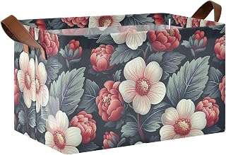 Rhubarb Red Teal Foldable Baskets with Handles Storage Organizer Bins for Shelves Cupboards Drawer 2 Pack caja para guardar cosas