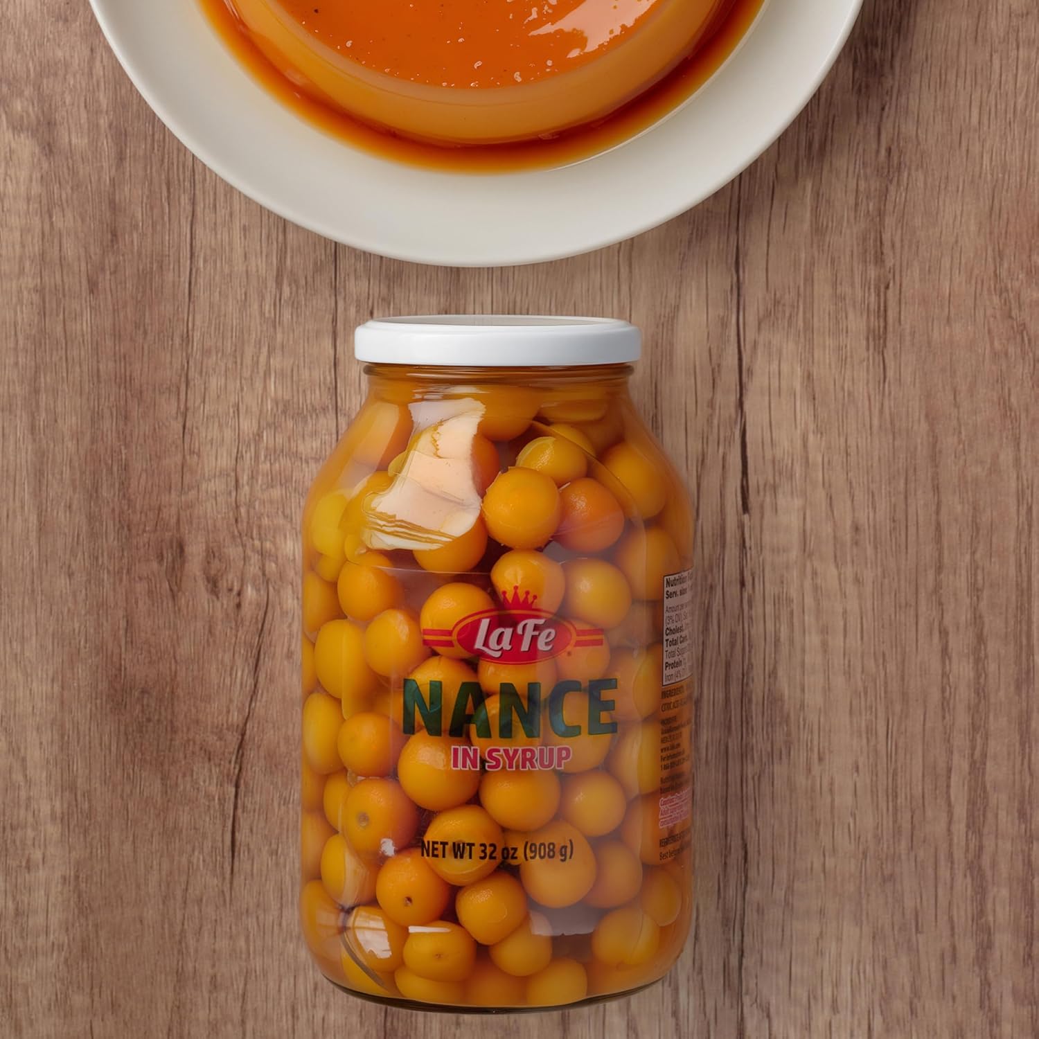 La Fe Conserva Nance in Syrup - Nance Fruitas, Latin American Tropical Fruit, Preserved Exotic Yellow Cherry, Super Fruit Rich in Fiber, Vitamin A & C, Calcium & Iron, 32oz – 2 Pack