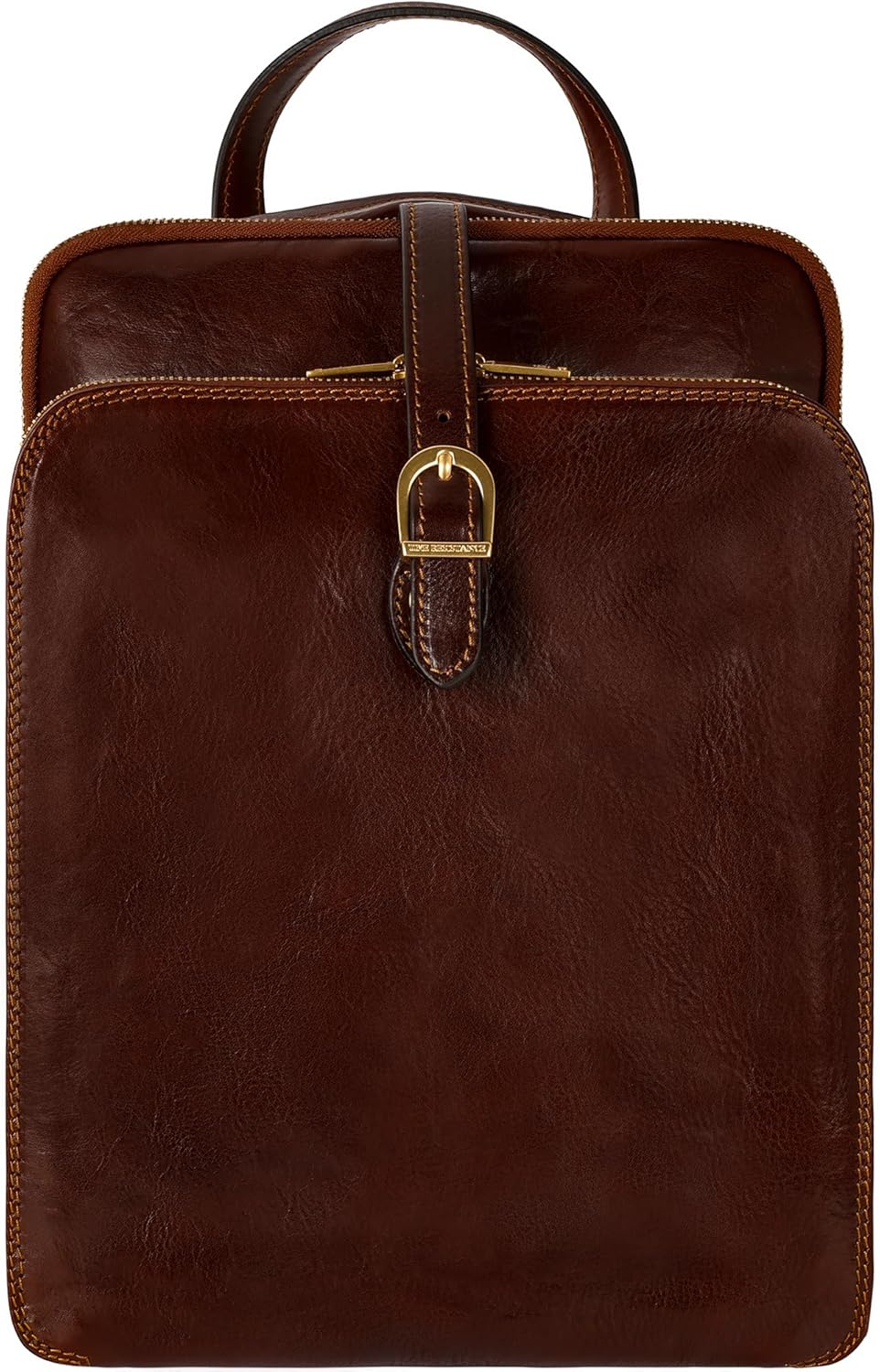 Time Resistance Leather Backpack - Convertible to Shoulder Bag - Full Grain Real Leather Travel Rucksack for Women (Brown)