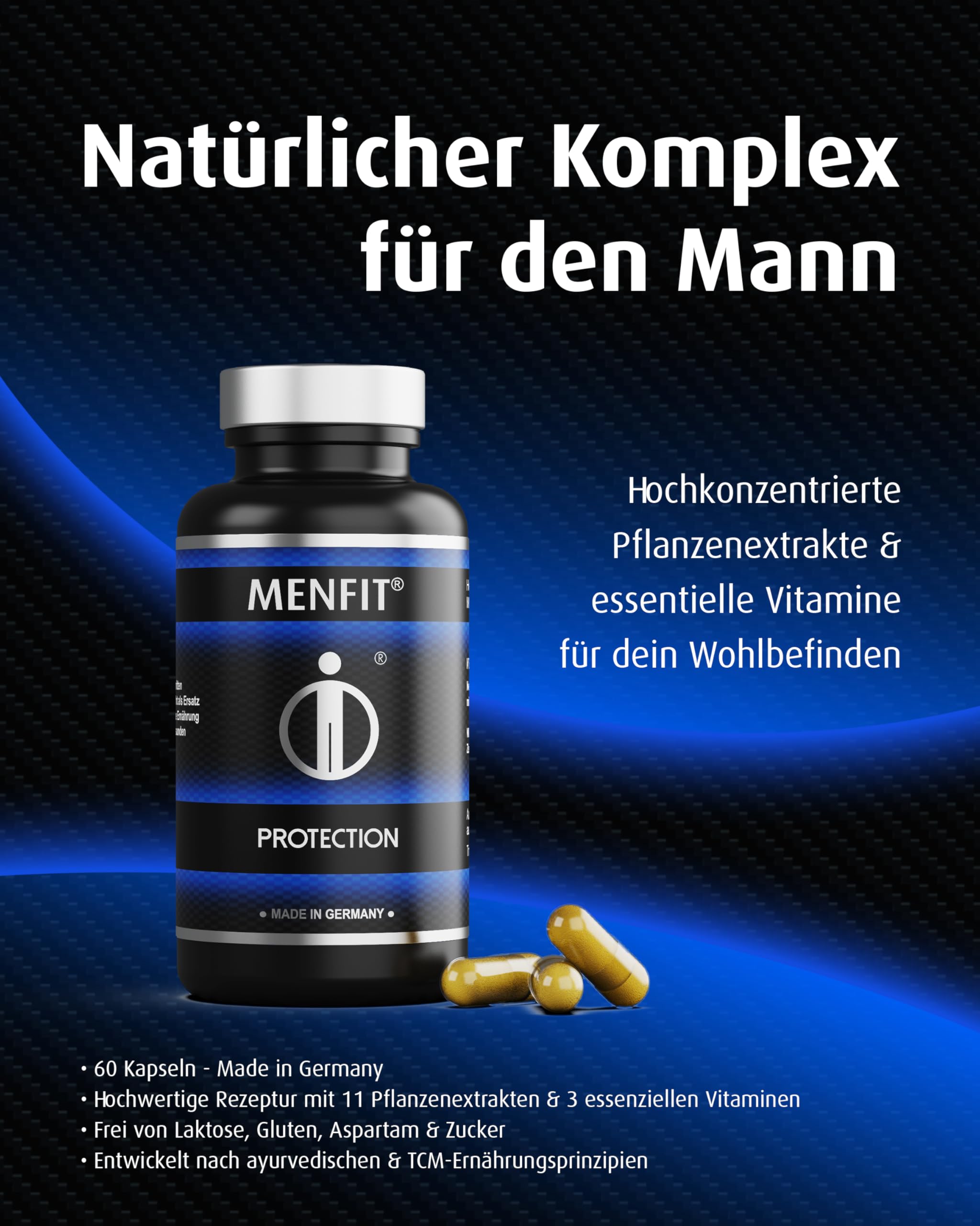 Protection – Für innere Balance, Vitalität & mit Antioxidantien – Mit Kurkuma, Ginseng, Traubenkern, Selen & B-Vitaminen – Vegan – Made in Germany – 60 Kapseln