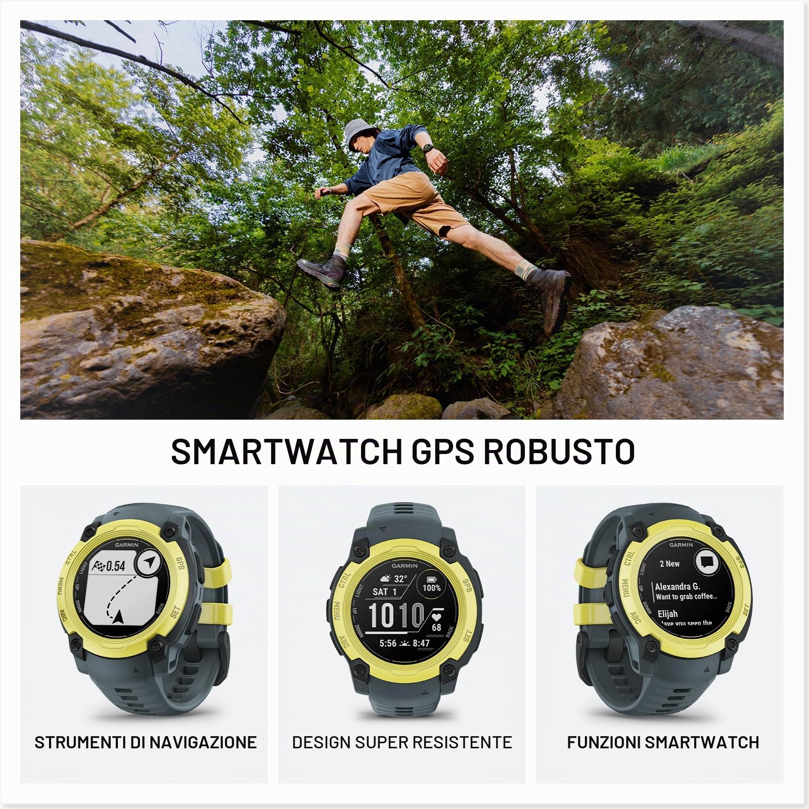 Garmin [renewed Instinct E, Smartwatch 40mm Display MIP,GPS,Cardio,SpO2, 70 app per lo sport, Training Readiness, Activity Tracker 24/7, Notifiche, Autonomia 14 giorni Black & Charcoal Ricondizionato