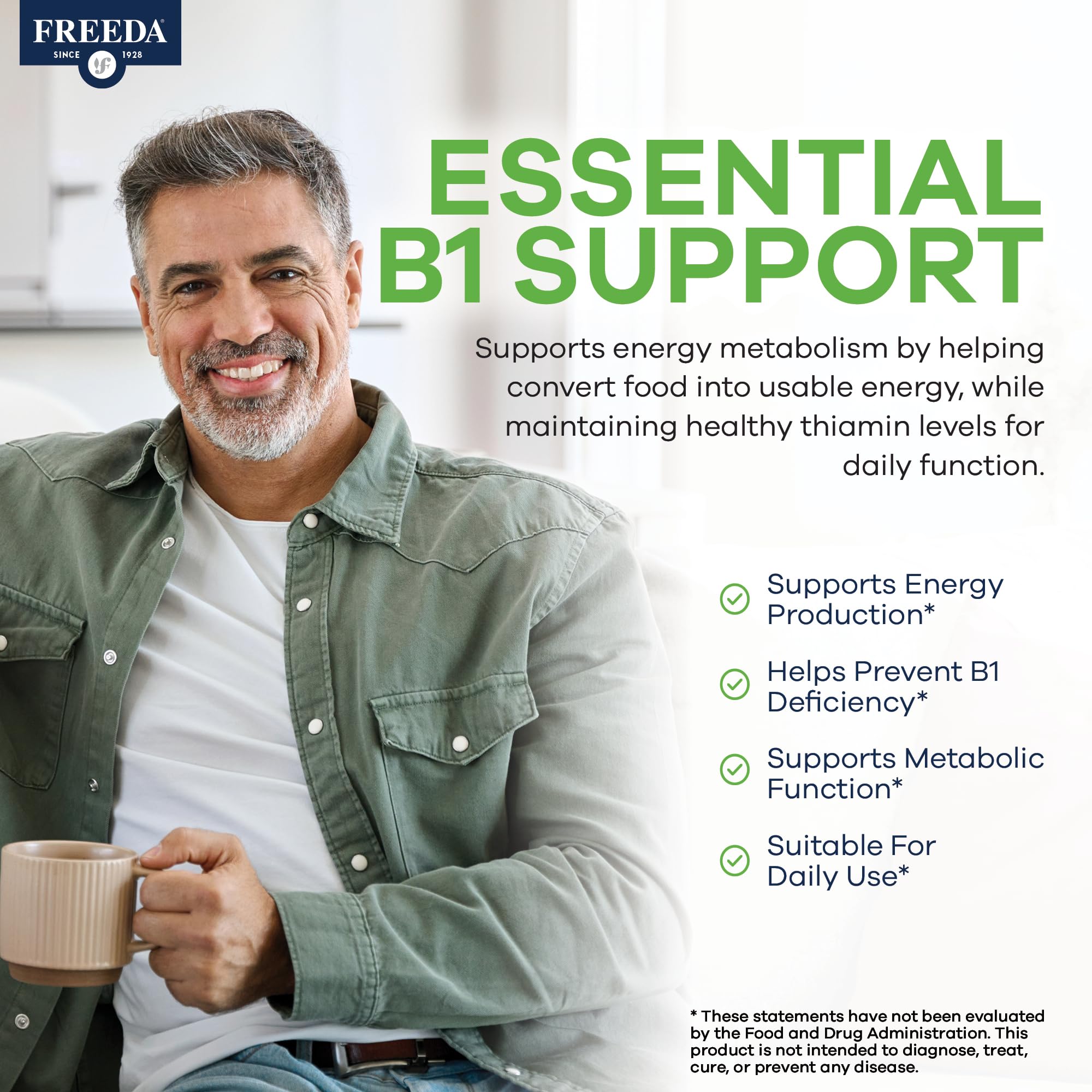 Freeda Vitamin B1 Thiamine 100mg - Supports Energy Metabolism, Nervous System Health - Kosher, Vegan, Gluten Free - Thiamin HCl 100 mg Vitamin B 1 - Pure Vit B1 Vitamin Thiamine B1 Supplement (100 Ct) — Amazon image 4