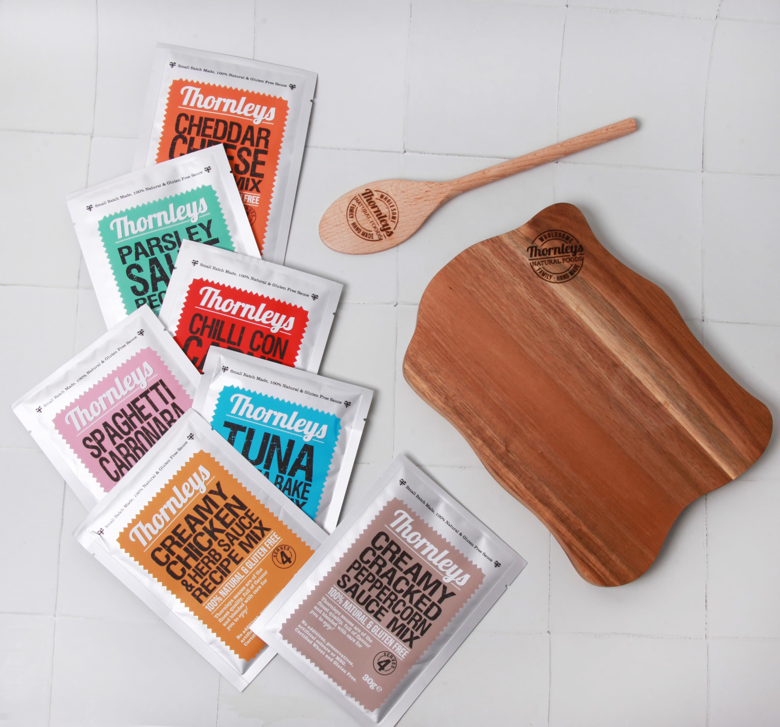 Thornleys Multipack | 14 Packets | 2 Packets of Parsley Sauce, Cheddar Cheese Sauce, Chilli Con Carne, Creamy Herb and Chicken, Spaghetti Carbonara, Tuna Pasta Bake and Peppercorn | Gluten Free