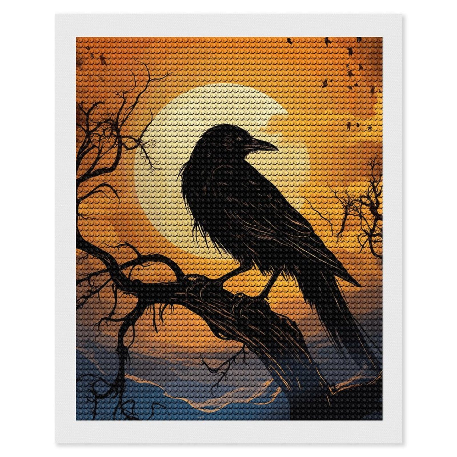 NONHAI Diamond Painting Kits for Adults - DIY Diamond Art Kits for Beginners - Full 5D Paint Drill Diamond Dots Paintings- Crow Diamonds Pictures Gem Art and Craft Wall Decor 16"x20"