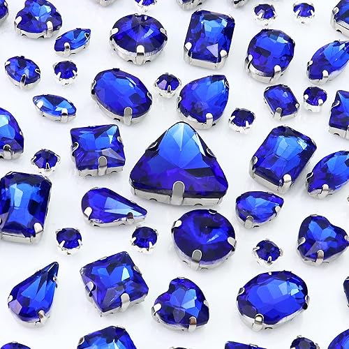 Miniatura 10 de Dowarm 104 diamantes de imitación blancos para coser con formas mixtas, cristales para manualidades, piedras preciosas de metal con parte trasera