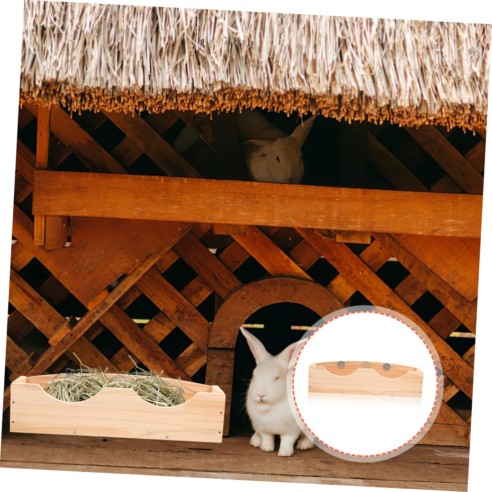 Holz Heuraufe mit Fixierung für Kaninchen und Hamster