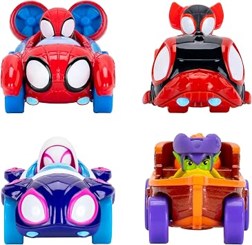 Marvel Spidey and His Amazing Friends Amazing Metals 4 Pack - Four 3-Inch Die-Cast Water-Webs Vehicles with Built-in-Characters