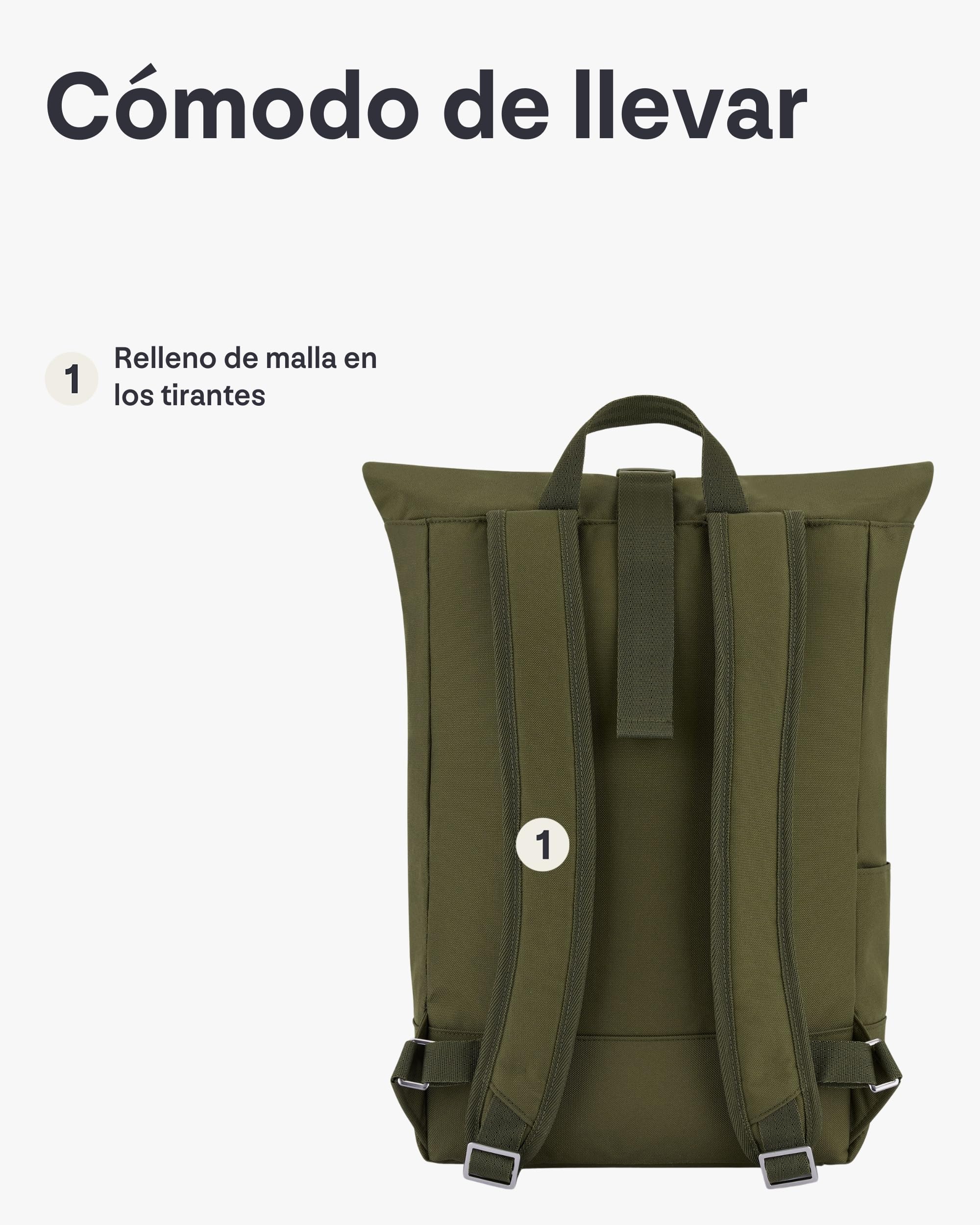 Johnny Urban Mochila Mujer Hombre - Robin Medium - Roll Top Grande para Escolar, Universidad, Trabajo - Compartimento para Portátil - Impermeable