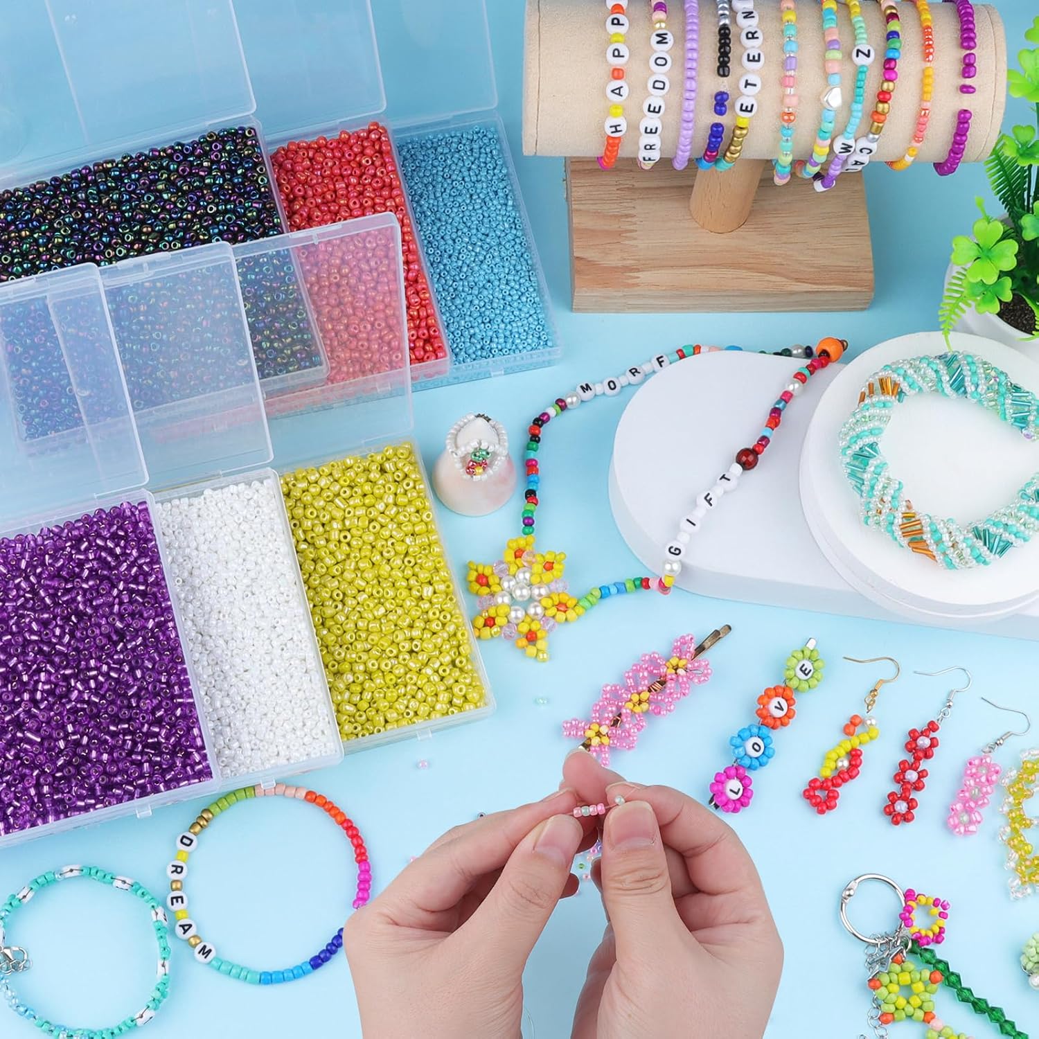 2100 Pcs Size 6/0 Glass Seed Beads, 4 mm Rose Red Small Mini Spacer Loose Pony Beads for Jewelry Making and DIY Crafts - Image 5