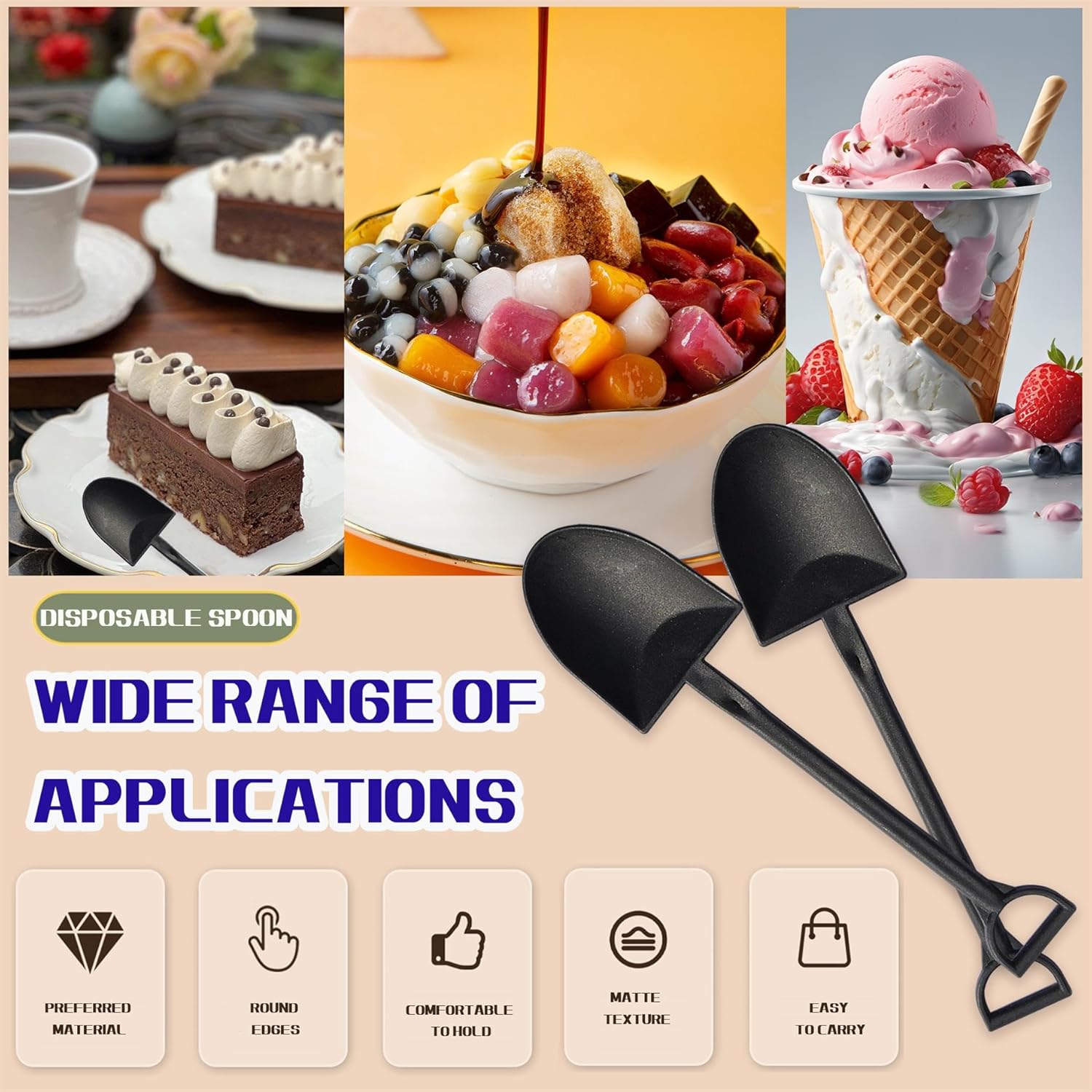 Novelty Mini Shovel Shape Spoons Cute Disposable Plastic