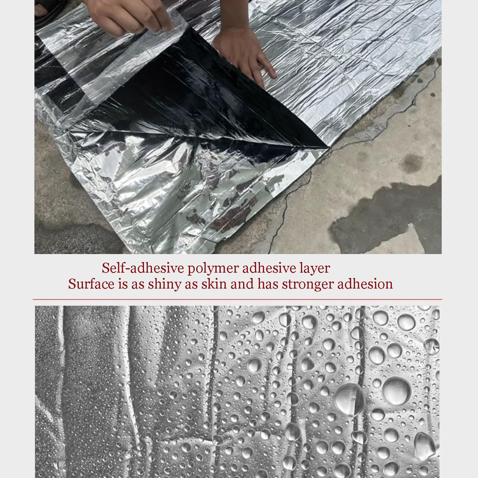 Cinta autoadhesiva de reparación de asfalto para techos, suelos y superficies, aislamiento térmico reflectante, anti-UV, 2 mm de grosor, rollo de 1 m x 6 m para sellado de grietas