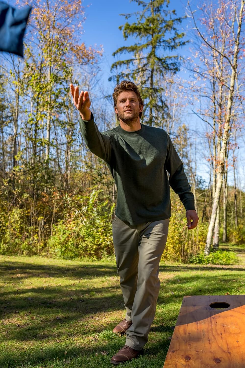 The American Outdoorsman Long-Sleeve Crew Neck Thermal Waffle Knit Shirt for Men