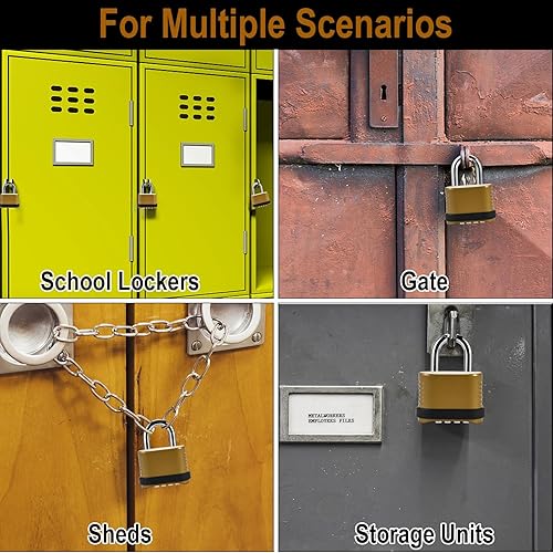 Miniatura 6 de Paquete de 2 candados combinados  Cerradura combinada resistente de 4 dígitos  0.118 pulgadas (1.043 in) candado de combinación impermeable para