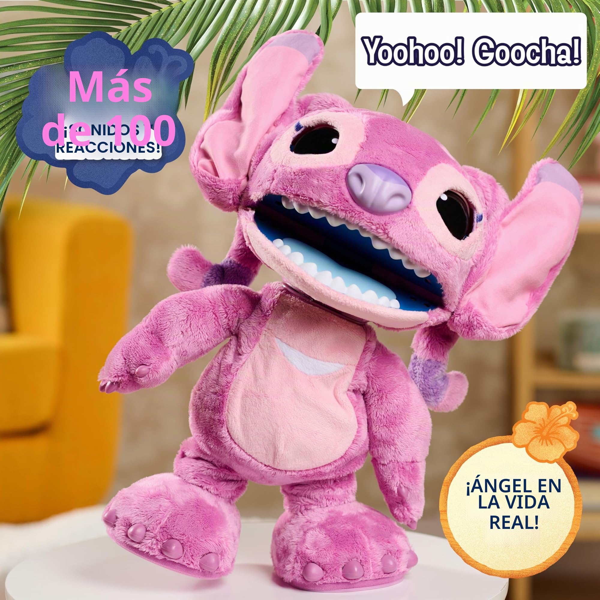 Just Play Peluche Interactivo Disney Stitch Ultimate Angel, de 43 cm, más de 100 Sonidos y reacciones, se Mueve como el Angel de Verdad, para niños a Partir de 3 años