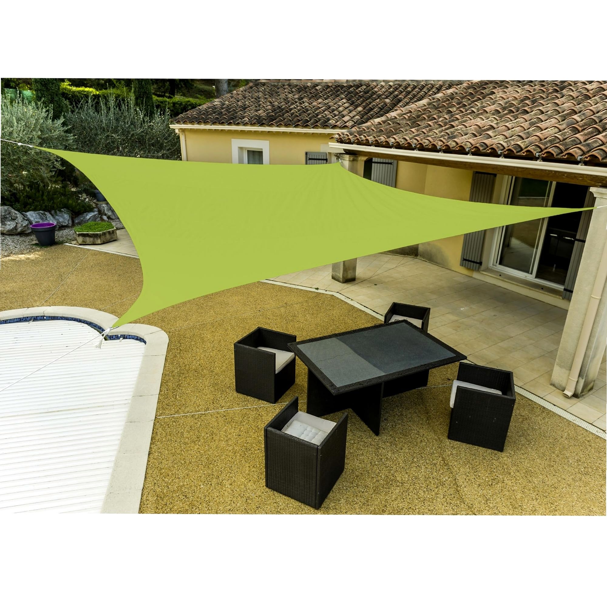 Voile d'ombrage polyéthylène tressé WERKA PRO carrée 3,6 x 3,6 m vert