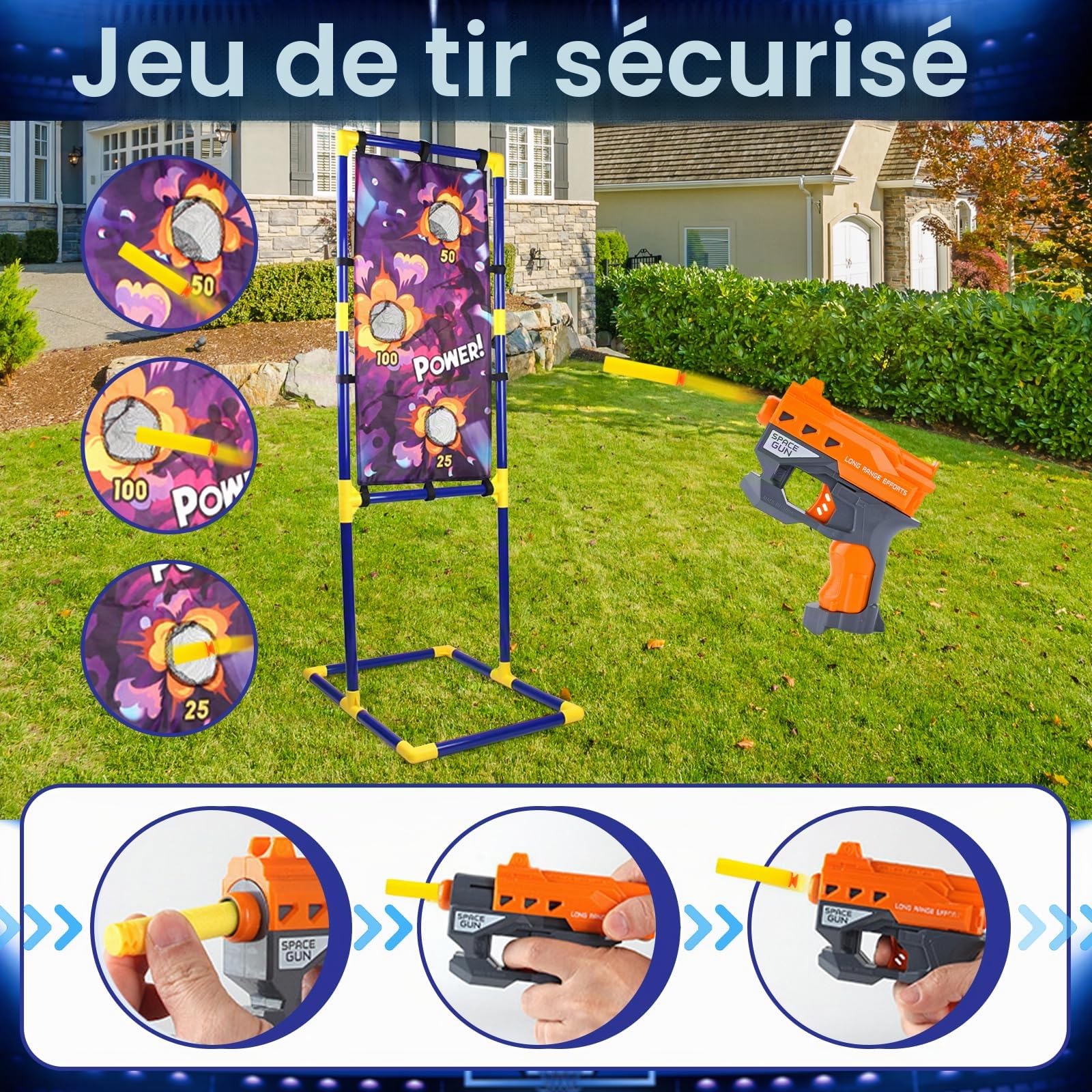JOYBOY Jeux de Tir 6-12 Ans, 3 en 1 Bean Bag Toss Shooting Ring Toss | Jouets pour Jardin Extérieur et Intérieur — Cadeau Fête des Enfants et Anniversaires, Jeu Complet