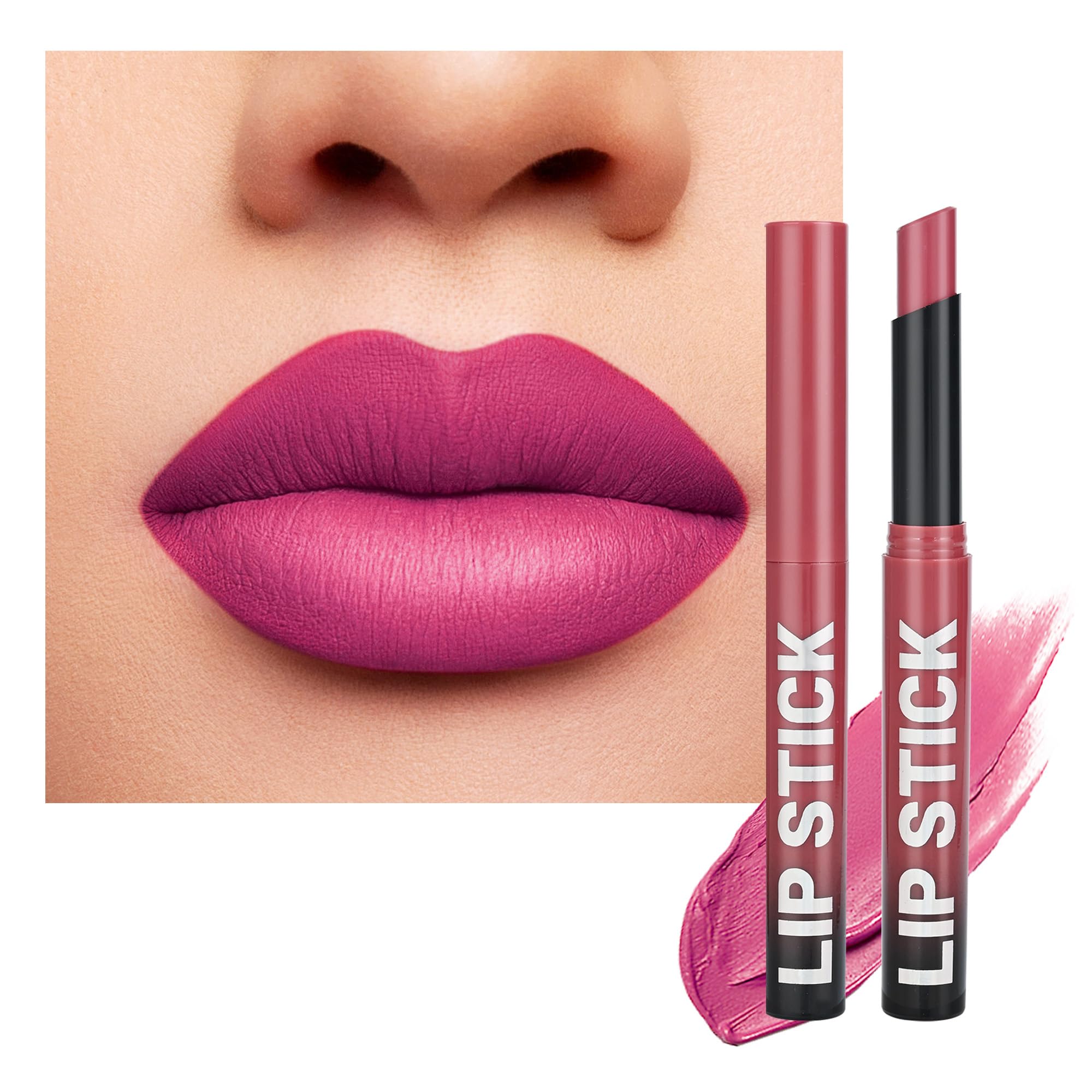 - Mauve Lipstick for Women，Matte Velvet Satin Lipsticks，Hydrate Lip stick Non-Drying Long Lasting Lip Stain Daily Makeup，Creamy Silky Texture，Highly pigment Formula，Vegan & Cruelty-Free，A03#