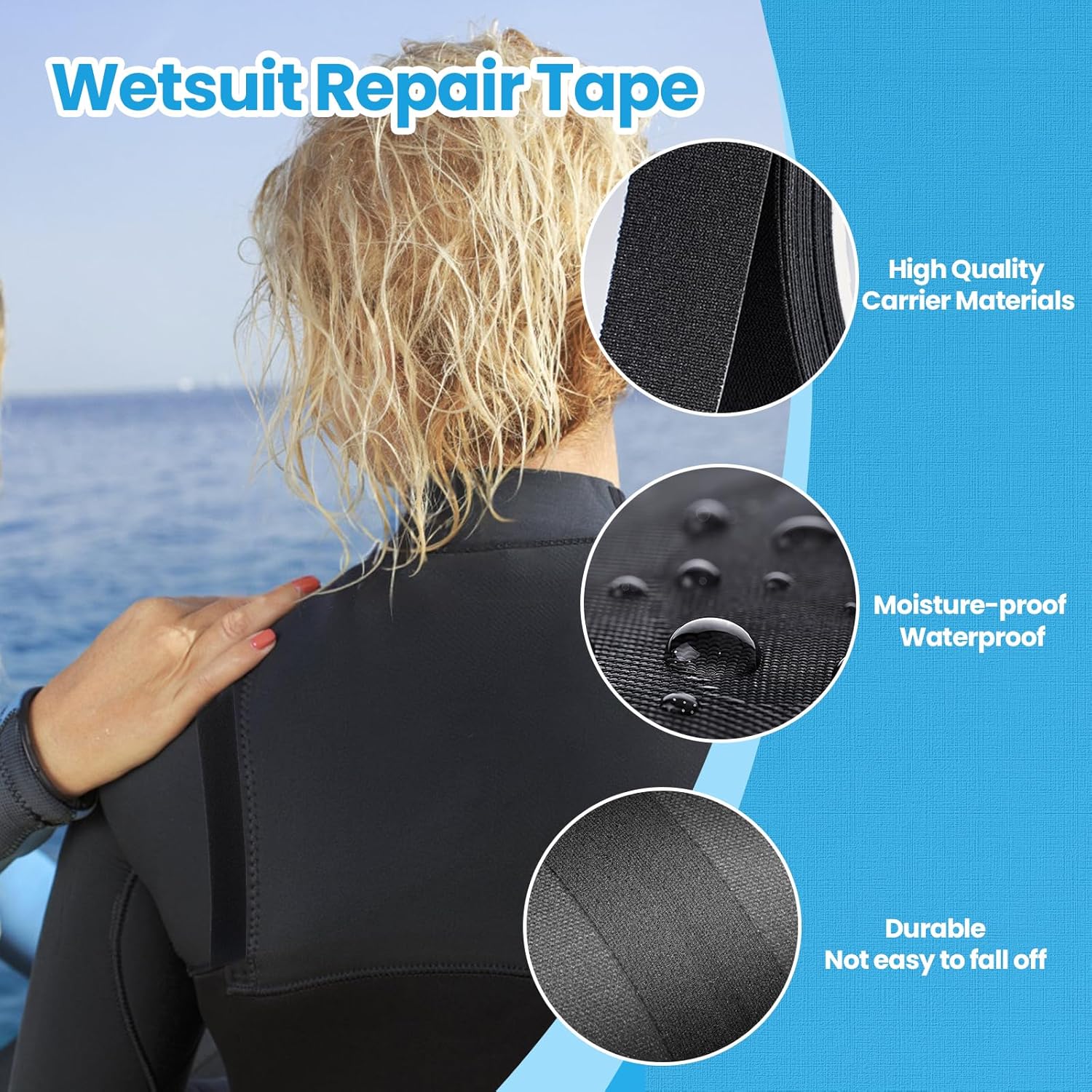 LLPT Wetsuit Repair Tape Iron On 0.8” x 16.5 Ft Seam Sealing Patch Waterproof for Neoprene Wetsuit Drysuit Fishing Suits Industrial Standard Carrier Material Color Black(IR865)