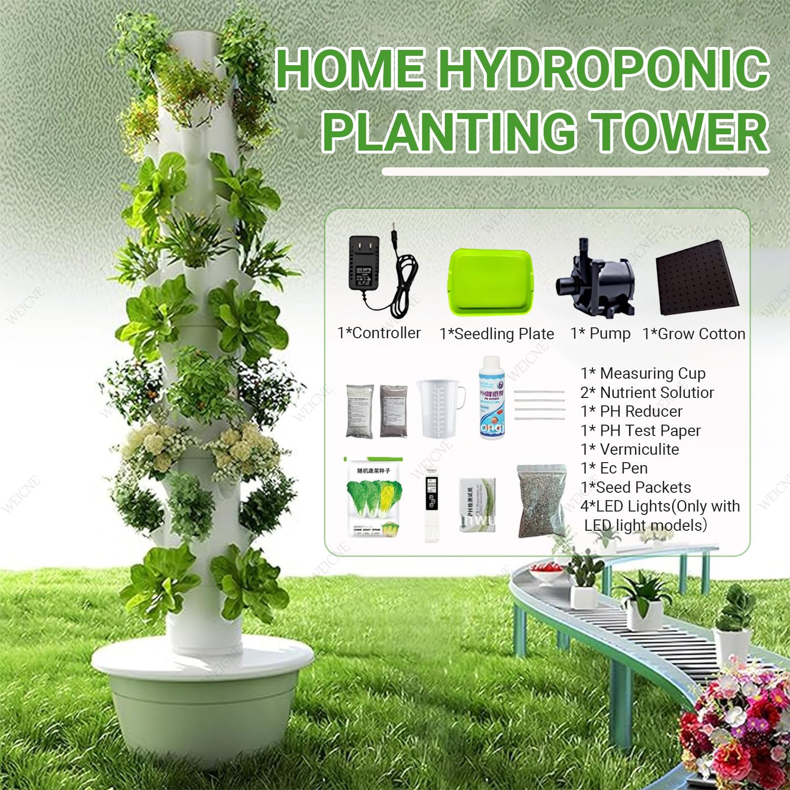 Sistema de cultivo hidropónico: kit de jardín vertical para interiores para 20-36 plantas, solución completa de germinación hidropónica y cultivo de vivero