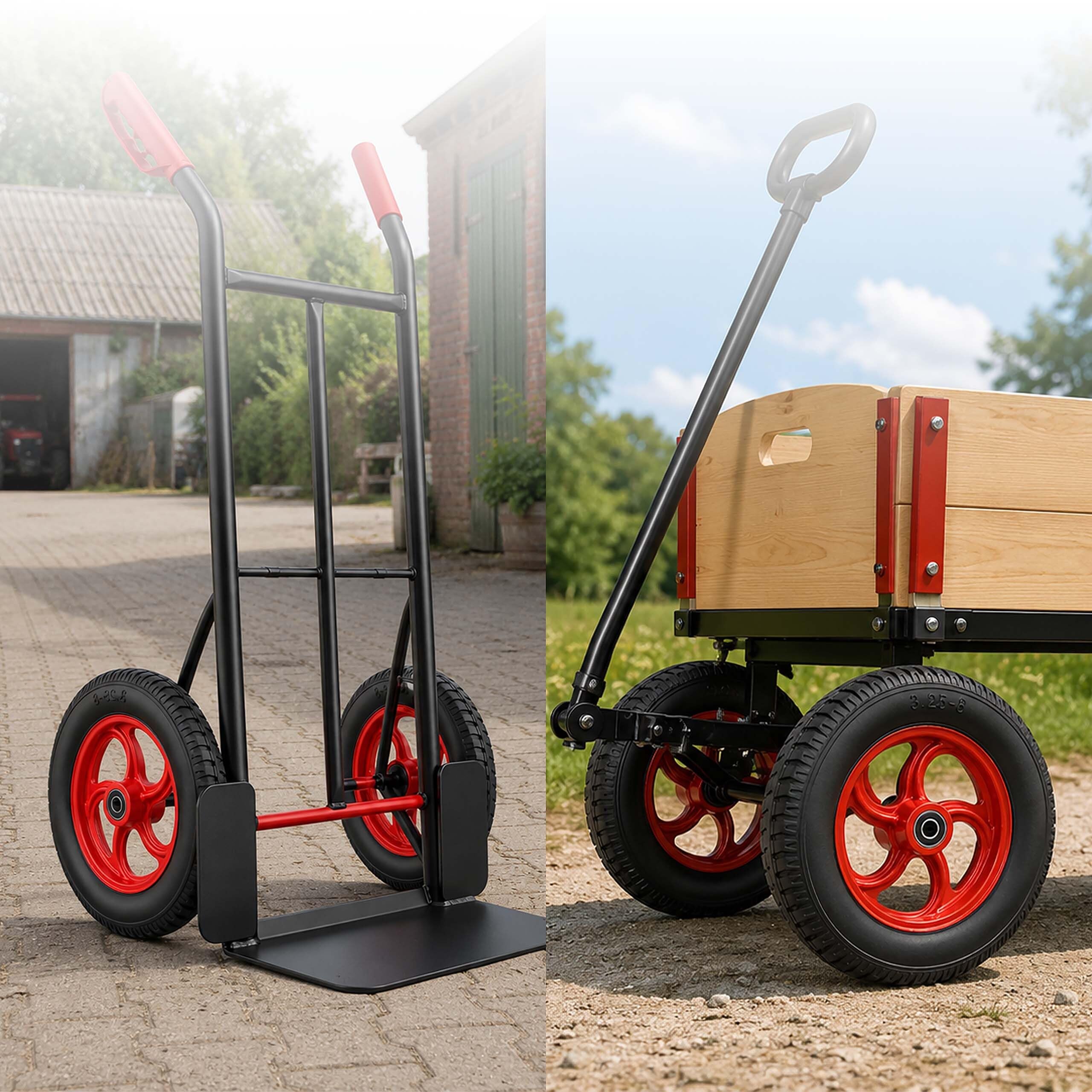 Relaxdays Lot de 2 Roues de Diable 3.25-8, Caoutchouc Plein, Noir