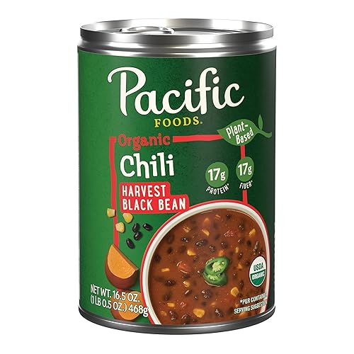 Pacific Foods Organic Harvest - Chile de frijol negro, a base de plantas, lata de 16.5 onzas