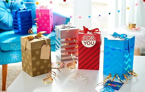 Miniatura 4 de American Greetings Cajas de regalo Push Down, rojo, verde, plateado y dorado (4 cajas)