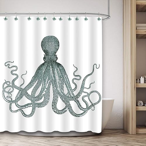 Miniatura 2 de Juego de 12 ganchos decorativos de acero inoxidable para cortina de ducha de pulpo, para el hogar, baño