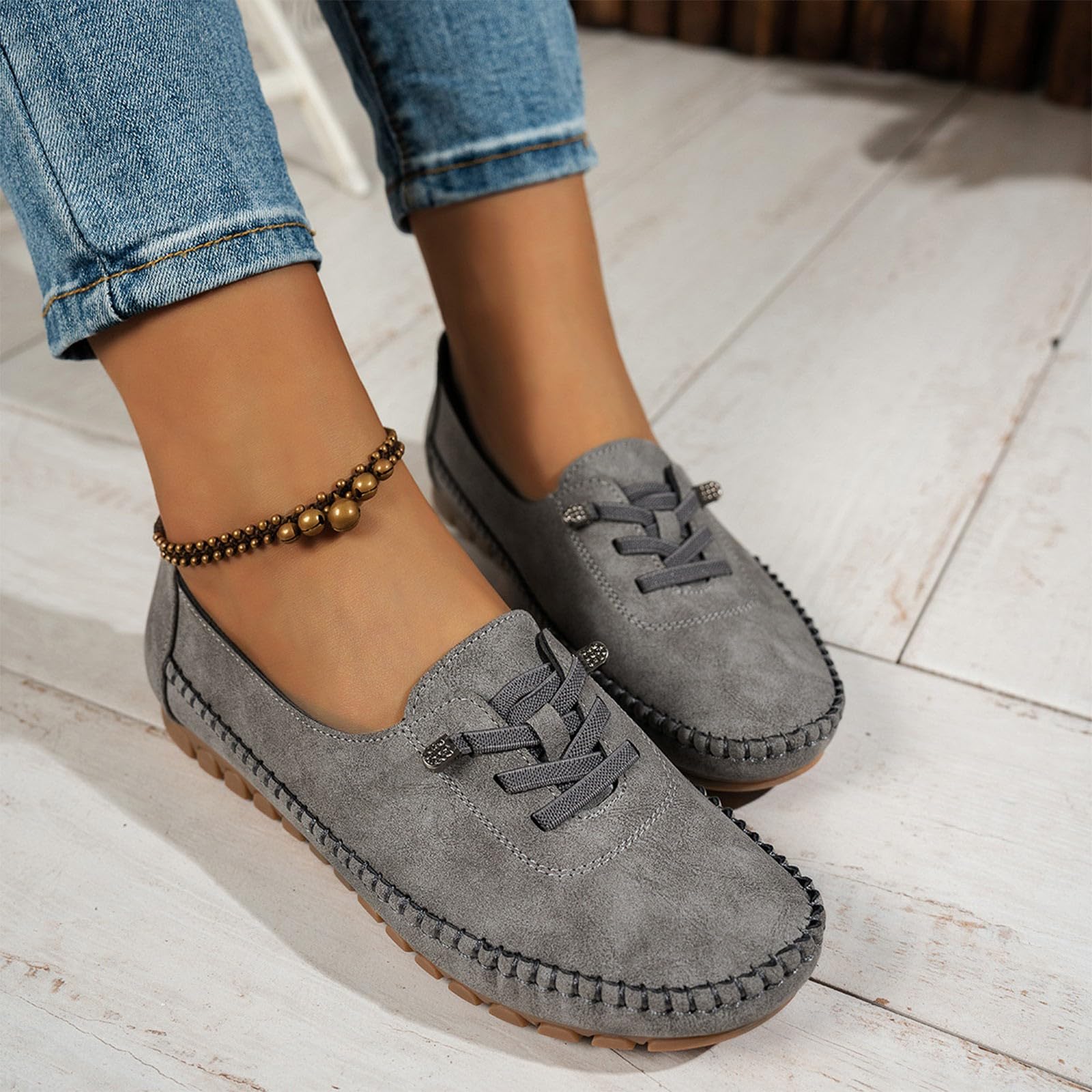 Mocassins orthopédiques en Cuir Faits à la Main pour Femme, Style décontracté, Vintage, Confortable, léger, antidérapant