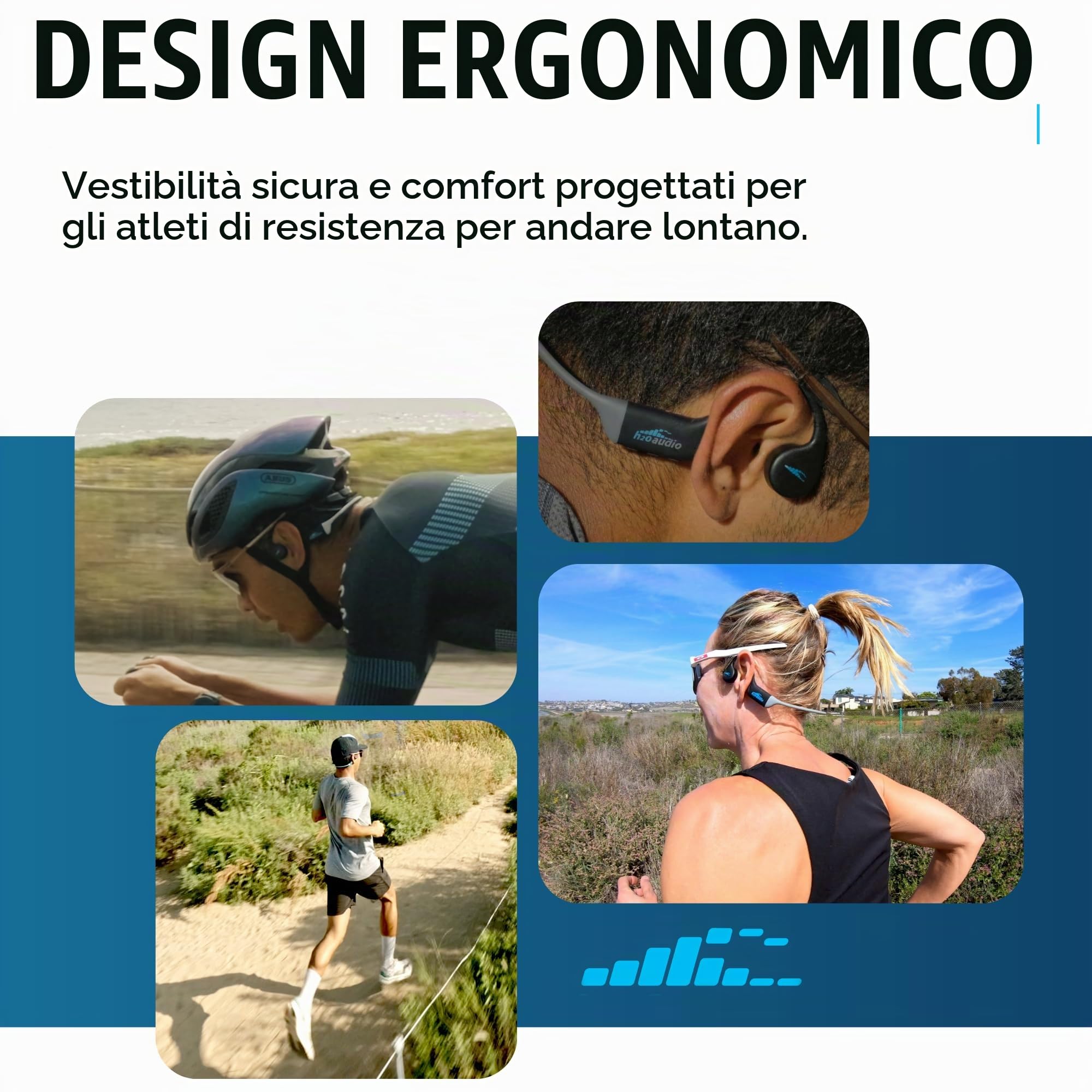 H2O Audio TRI Run - Cuffie impermeabili a conduzione ossea a prova di sudore, per corsa, ciclismo e sport acquatici, auricolari sportivi avvolgenti wireless, IPX8, Bluetooth 5.3