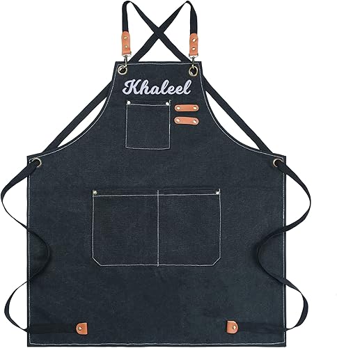 Apron For Men Woodworking Cooking Canvas Chef Apron With Pockets,Christmas Birthday Stocking Stuffers For Men