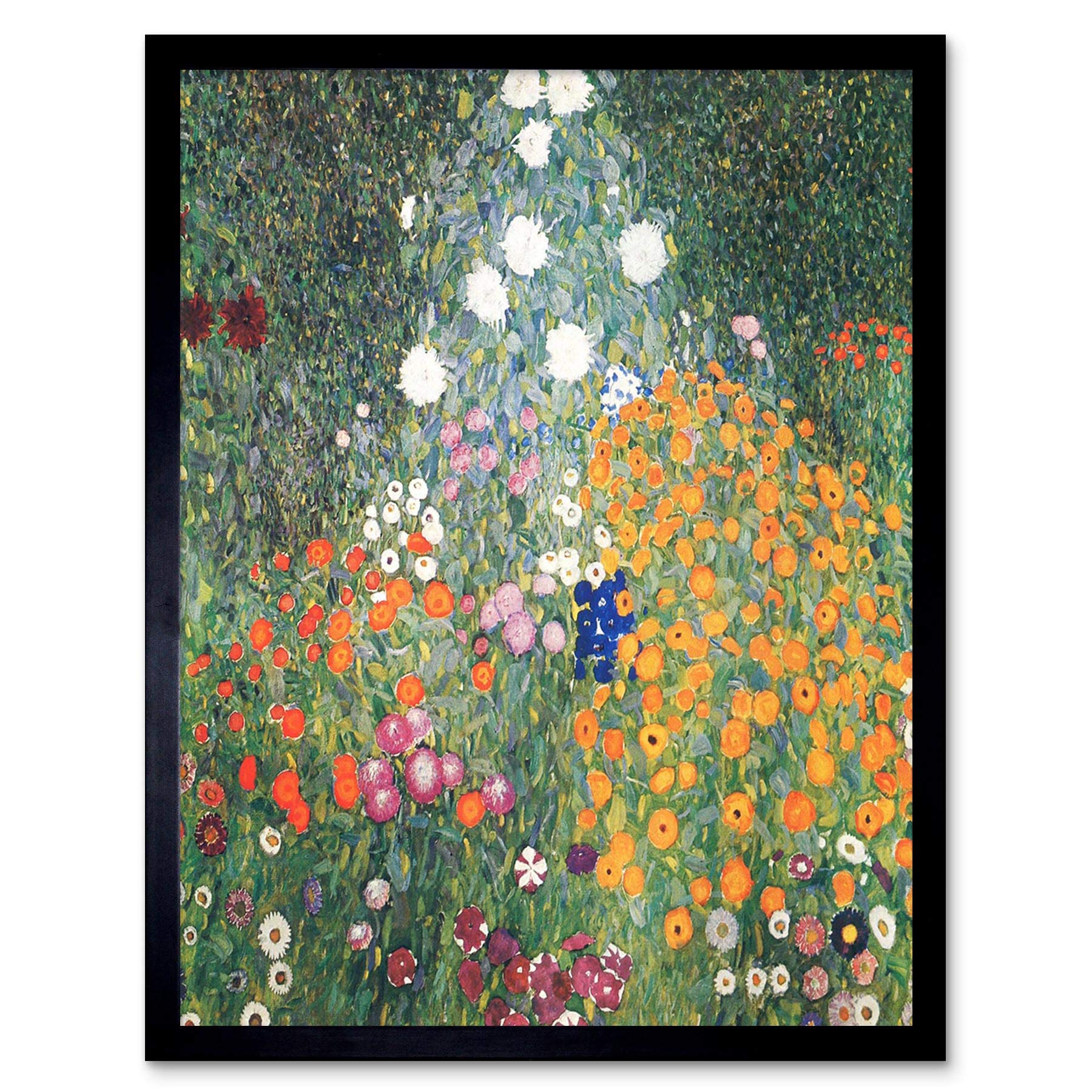 Wee Blue Coo Gustav Klimt Flower Garden 1907 Old Master Painting Art Print Framed Poster Wall Decor 12X16 Inch