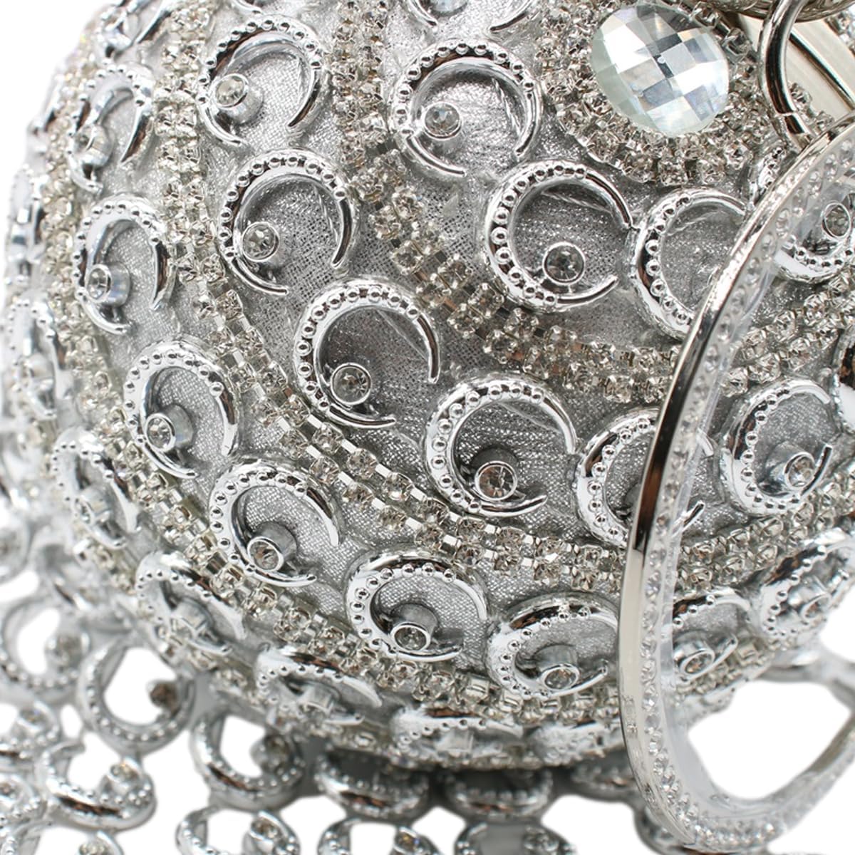 UMREN Women Round Ball Crystal Evening Clutch Purse Tassel Wedding Party Hand Bags