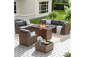 ELEVATE YOUR BACKYARD OASIS: Amopatio Sectional Patio Furniture with Fire Pit