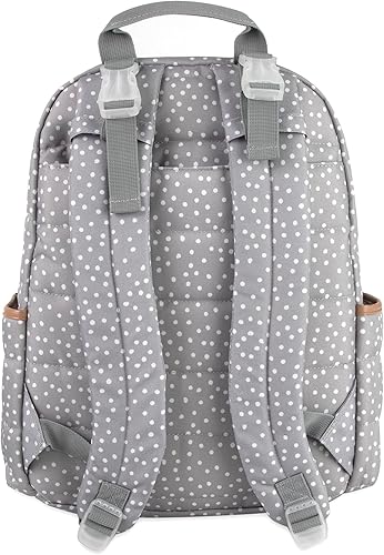 Miniatura 5 de Jessica Simpson Mochila de pañales gris con lunares con estación de cambiador portátil, correas de clip para cochecito, bolsillo para toallitas,