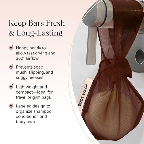 Miniatura 3 de Kitsch Bolsa ahorradora de jabón en barra  Bolsa de malla patentada para jabón para barra de lavado corporal  Extiende el uso y evita el desorden