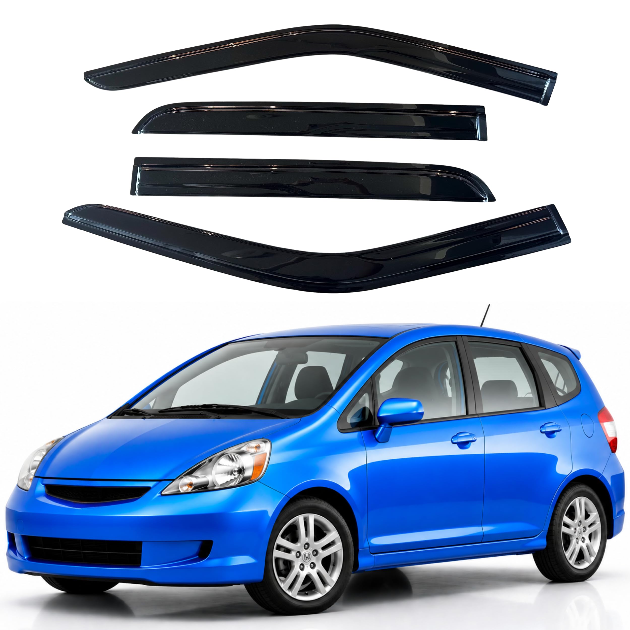 IG Window Visors for 2009-2014 Honda Fit, Out-Channel Rain Guards Vent Wind Deflectors 4PC, Car Accessories for 09-14 Honda Fit